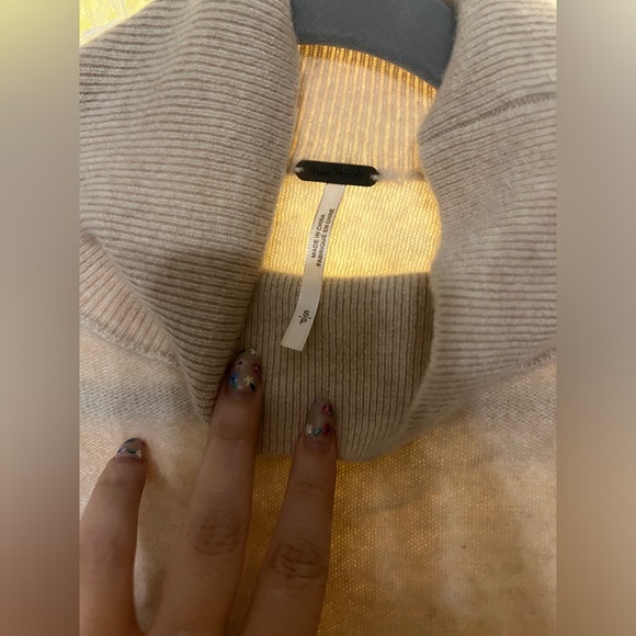 Free People: Cashmere Turtleneck Crop Top: Tan/Cream: Small - Picture 2 of 3